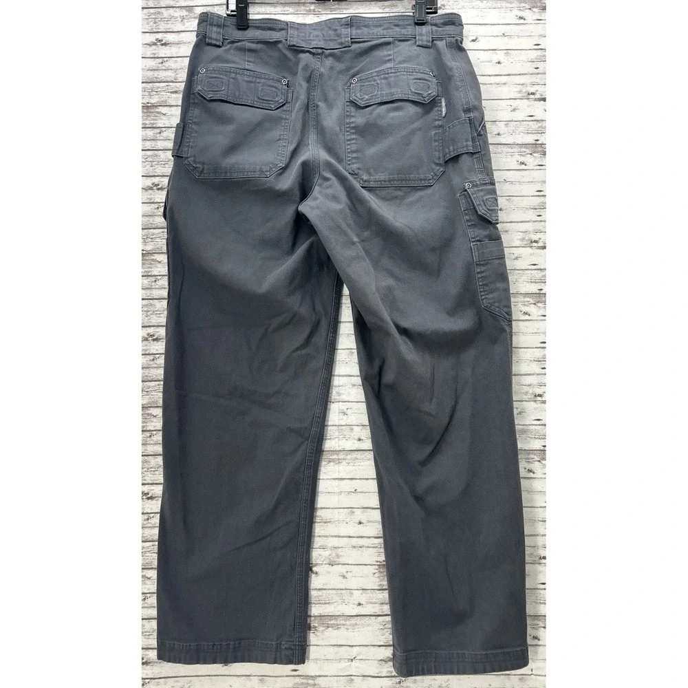 Duluth Flex Fire Hose Relaxed Fit Cargo Work Pants Men 34x31 Gray Canvas Stretch
